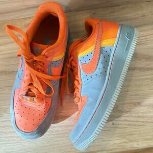 Nike Air Force 1 Low Stealth/Orange & Gray Sneakers Youth 6us /7.5" Women's